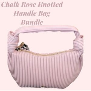 Victoria’s Secret CHALK ROSE PINK KNOTTED TOP HANDLE BAG & CARD CASE